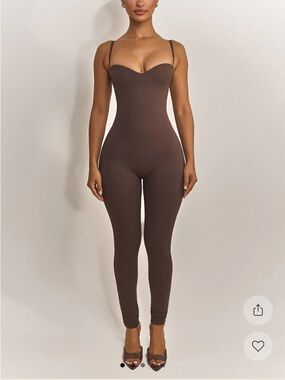 Slim Fit Brown Jumpsuit Capris
